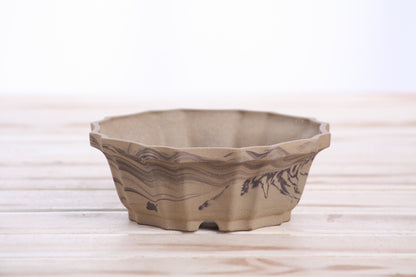 Willow Bonsai Ceramics Flower Design Bonsai Pot 5 Inch – Elegant Ceramic Bonsai & Succulent Planter, High‑Fired Frost‑Proof Stoneware with Drainage & Wiring Holes, Handmade in USA (Limited Edition 7)