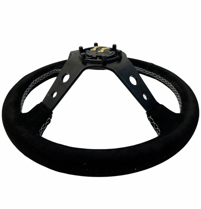 Infiniti G35 G37 Suede 3"Deep Dish Steering Wheel + Quick Release Short Hub Adapter