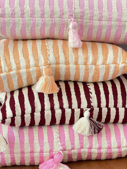 Antigua Pillow - Burgundy Stripe