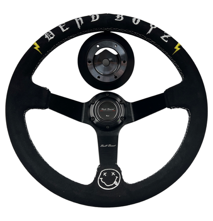 Deadboyz Infiniti G35 G37 Suede 3"Deep Dish Steering Wheel + Quick Release Short Hub Adapter