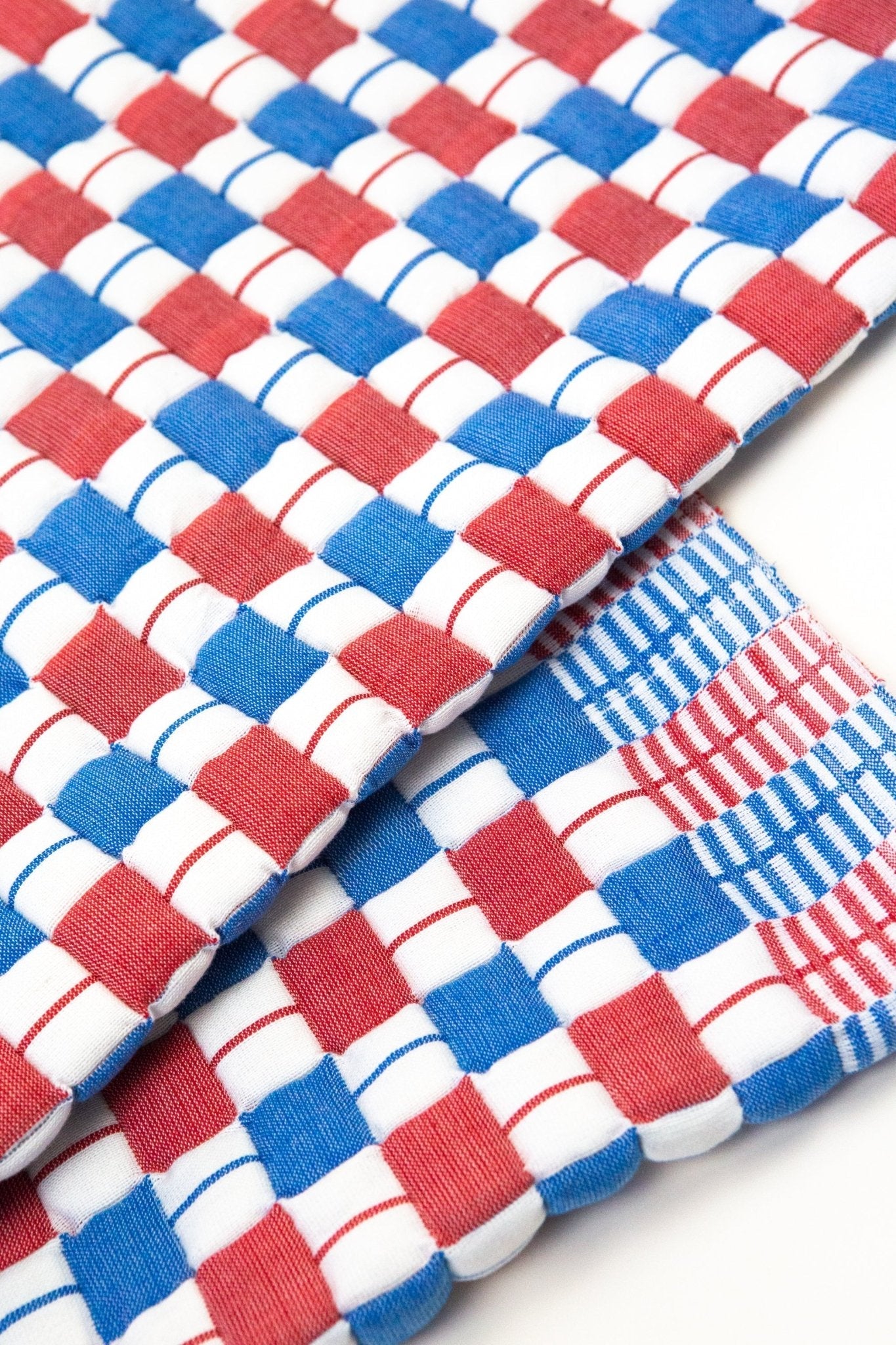 Quilted Sujani Throw Blanket - Red & Blue