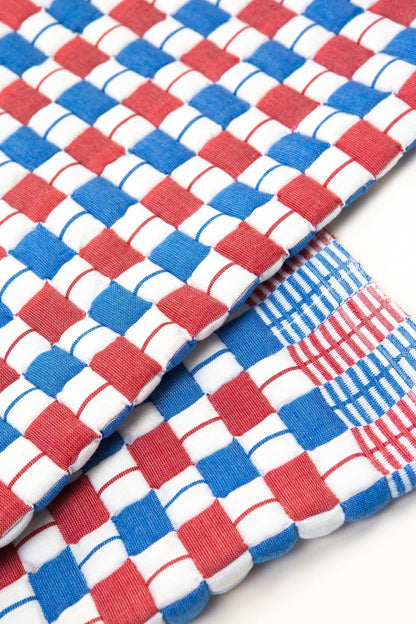 Quilted Sujani Throw Blanket - Red & Blue