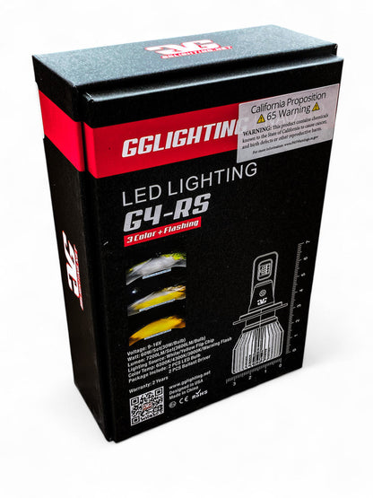 G4-RS 3 Color LED Headlight Bulbs White/Yellow/Amber