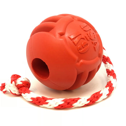 USA-K9 Stars and Stripes Rubber Dog Toy | K9 Handler Reward Toy | Red | USA Made