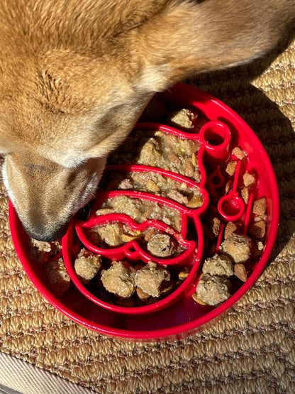 Santa Christmas eBowl Deep Slow Feeder Dog Bowl for Enrichment | USA Made