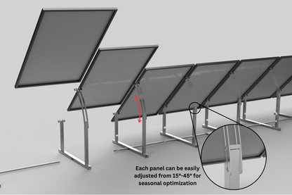 IntegraRack IR-45ASA Solar Panel Ground Mount | 15-45 Degree Adjustable Angle | Aircraft Grade Aluminum