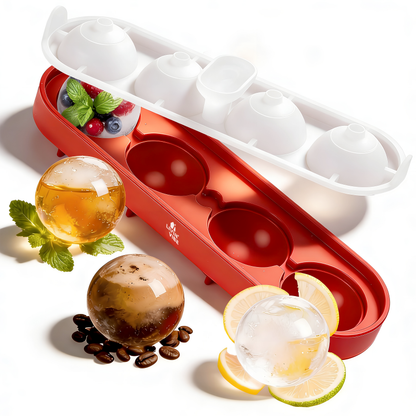 LIVINVIBE Silicone Ice Ball Mold with Lid – 4 large ice balls