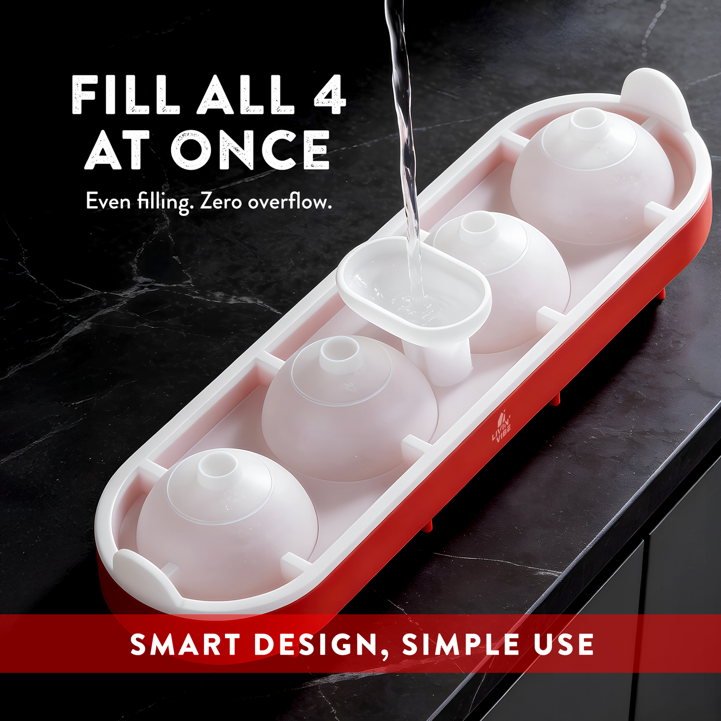 LIVINVIBE Silicone Ice Ball Mold with Lid – 4 large ice balls