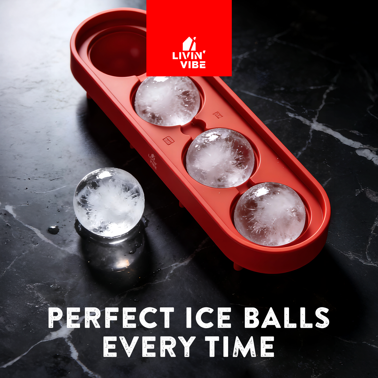 LIVINVIBE Silicone Ice Ball Mold with Lid – 4 large ice balls