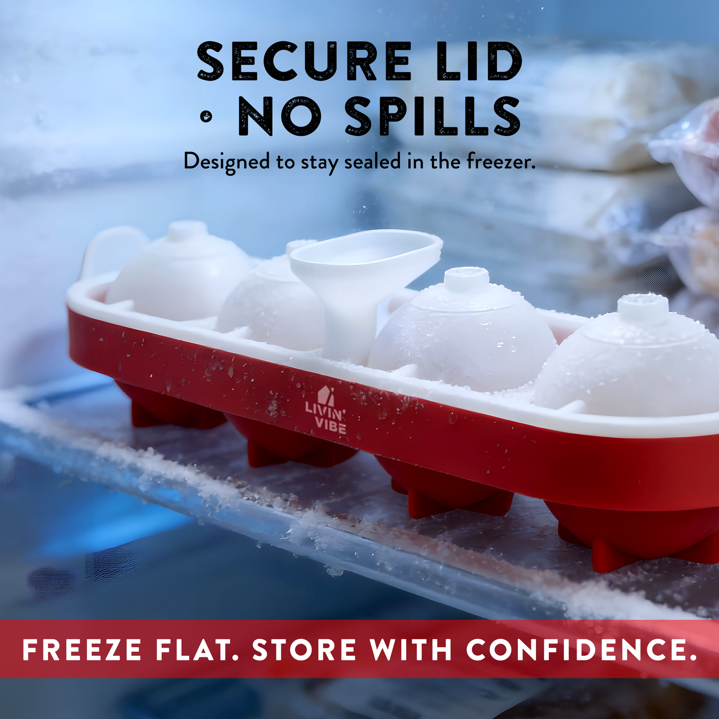 LIVINVIBE Silicone Ice Ball Mold with Lid – 4 large ice balls