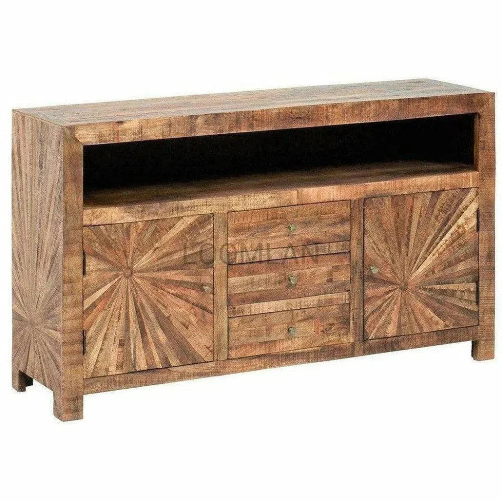 Jarelle 3 Drawers Wooden Media Cabinet