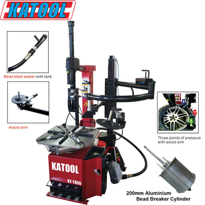 Katool KT-T850 Tilt Back Tire Changer w/ Bead Blaster, Max 28" Rim Clamping