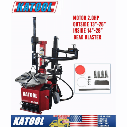 Katool KT-T850 Tilt Back Tire Changer w/ Bead Blaster, Max 28" Rim Clamping