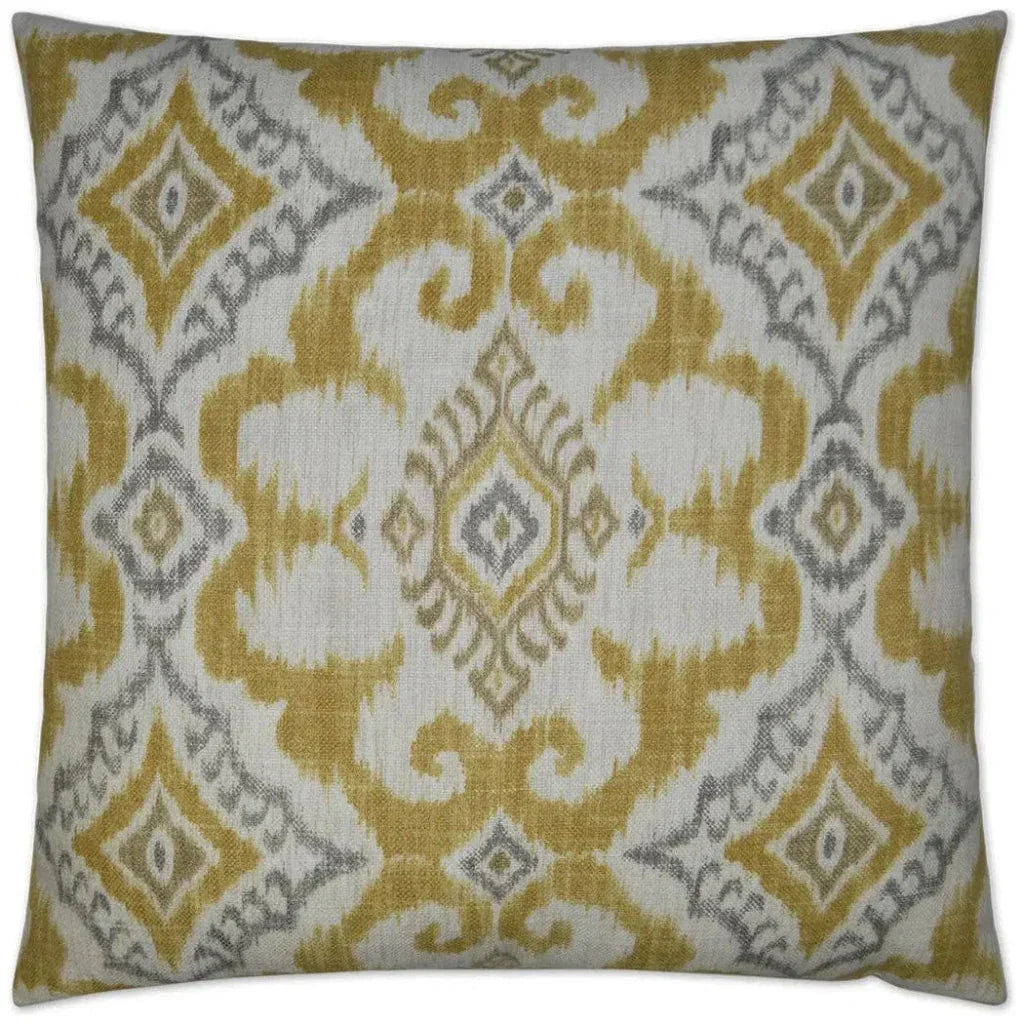 Kantha Yellow Throw Pillow With Insert