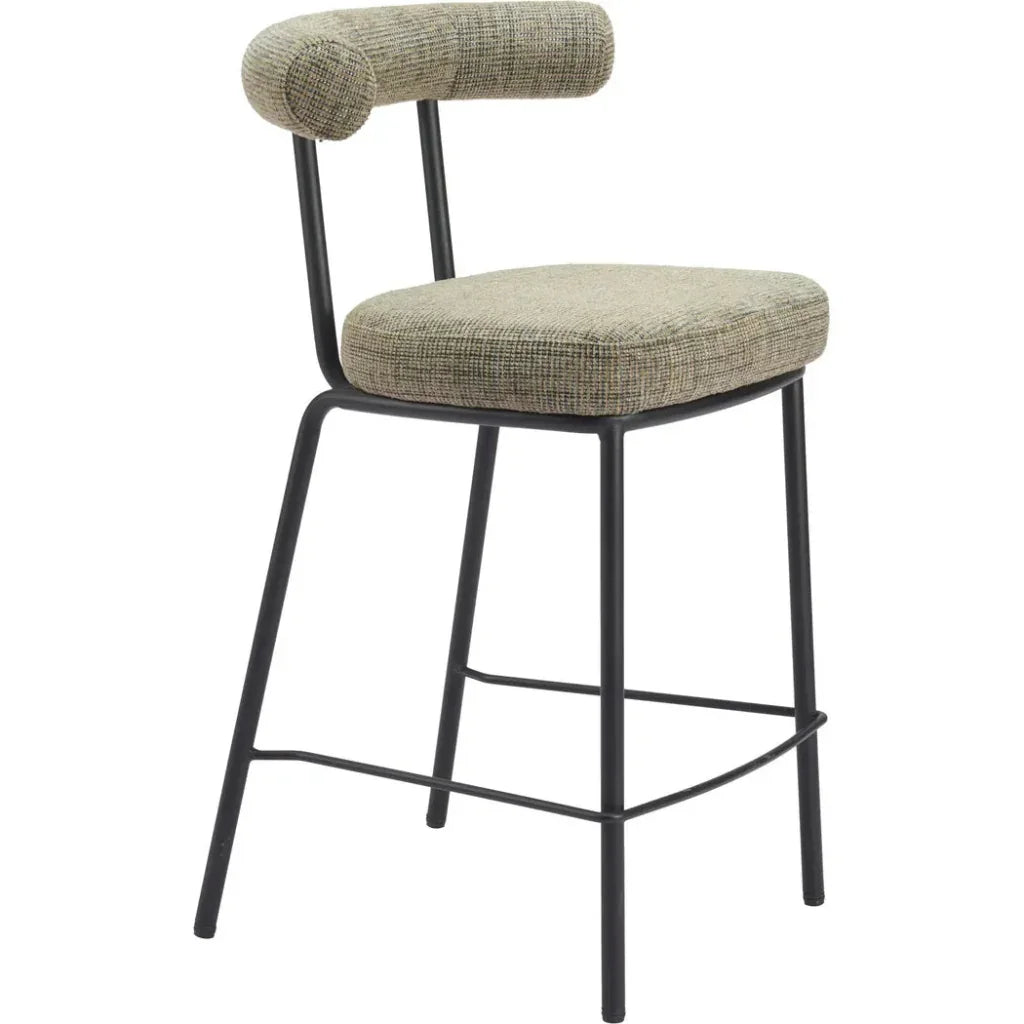 Kede Steel Green Tweed Counter Stool