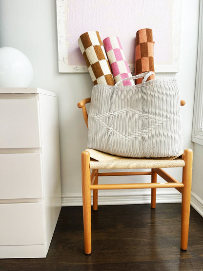 Zapotec Checkered Rug in Umber & Ivory