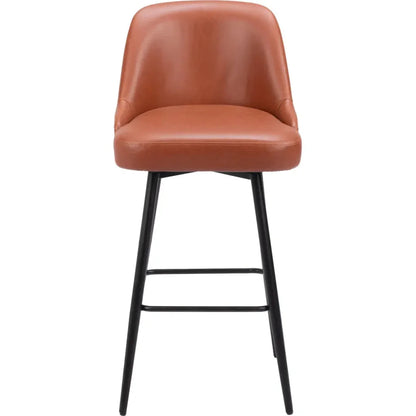 Keppel Brown Faux Leather Swivel Barstool