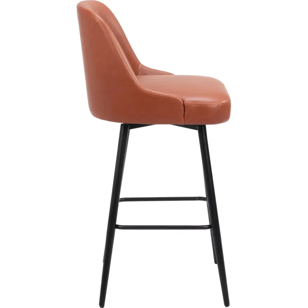 Keppel Brown Faux Leather Swivel Barstool