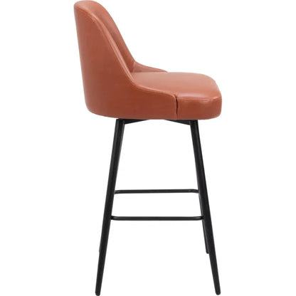 Keppel Brown Faux Leather Swivel Barstool