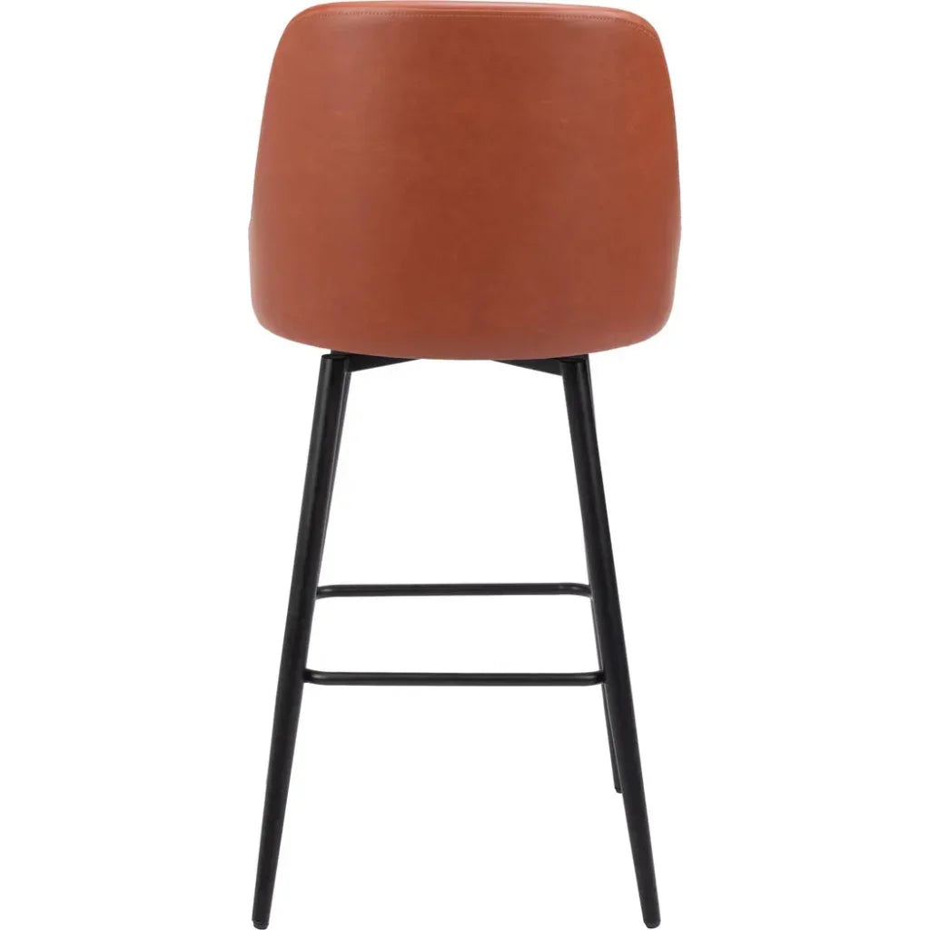 Keppel Brown Faux Leather Swivel Barstool