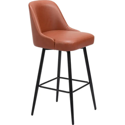 Keppel Brown Faux Leather Swivel Barstool