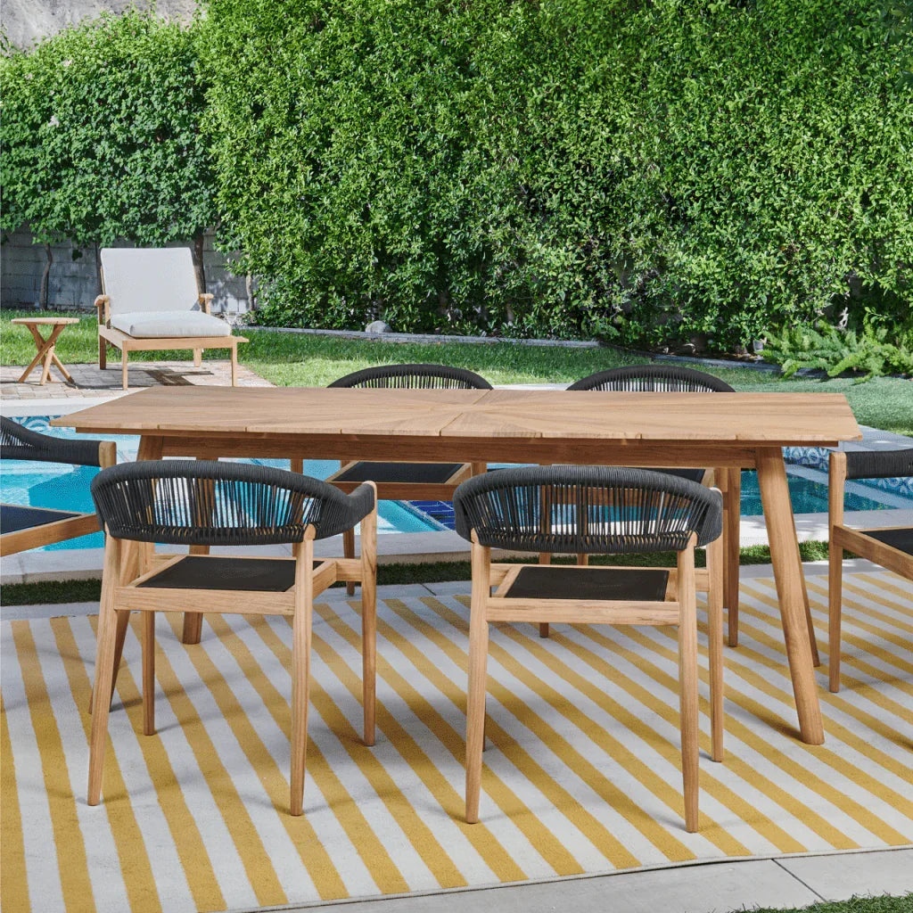 Klint Teak Patio Rectangular Dining Set 7PC