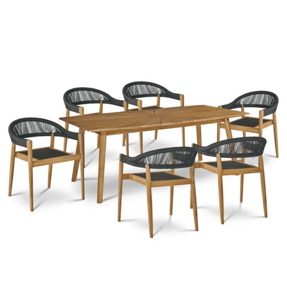 Klint Teak Patio Rectangular Dining Set 7PC