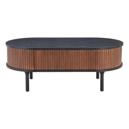 Koriana Wood Black & Walnut Oval Coffee Table