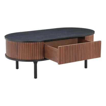 Koriana Wood Black & Walnut Oval Coffee Table