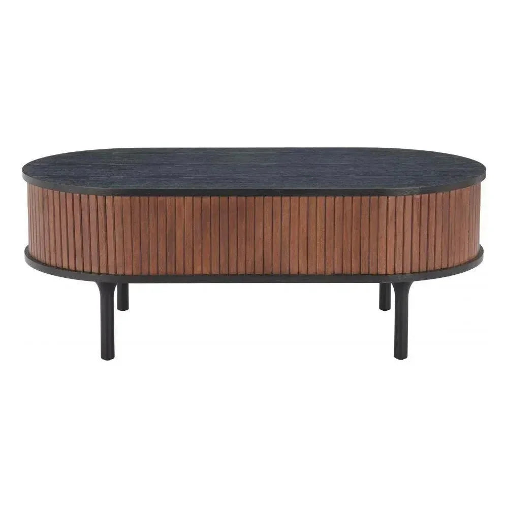 Koriana Wood Black & Walnut Oval Coffee Table