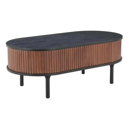 Koriana Wood Black & Walnut Oval Coffee Table