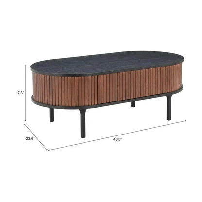 Koriana Wood Black & Walnut Oval Coffee Table