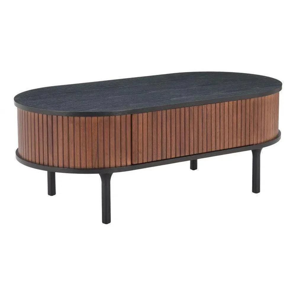 Koriana Wood Black & Walnut Oval Coffee Table