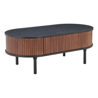 Koriana Wood Black & Walnut Oval Coffee Table