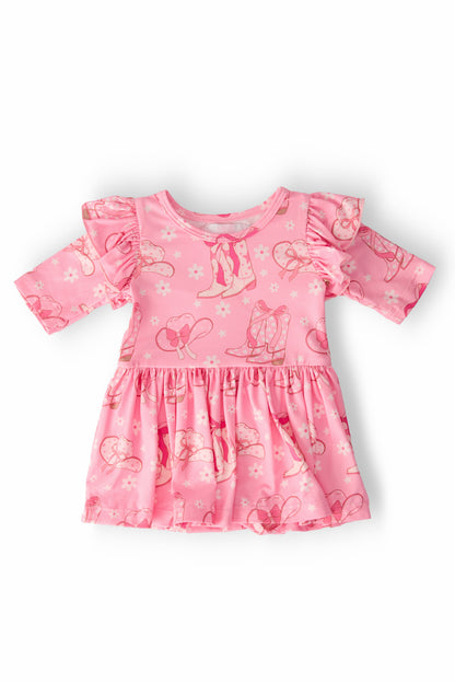 Howdy 3/4 Sleeve Flutter Twirl Bodysuit