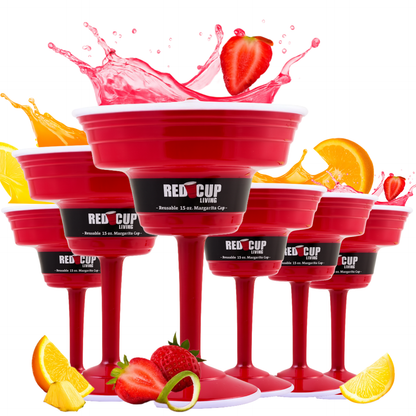Reusable Plastic Red Margarita Party Cups | Durable ABS plastic, BPA and phthalates free | Perfect for Parties, Camping & Outdoors