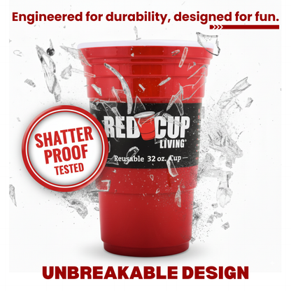 32oz Reusable Cup For Parties | Strong, Unbreakable, Leakproof tumbler | Durable ABS plastic, BPA Free | Perfect for parties, camping & Outdoors