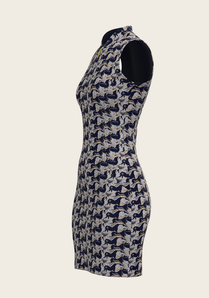Espoir Running Horse Navy Dress