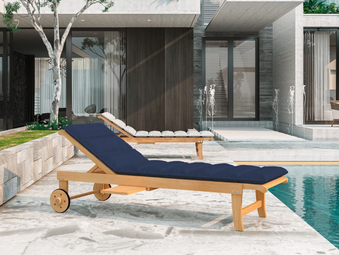 Lance Teak Outdoor Sunlounger with Sunbrella Cushions