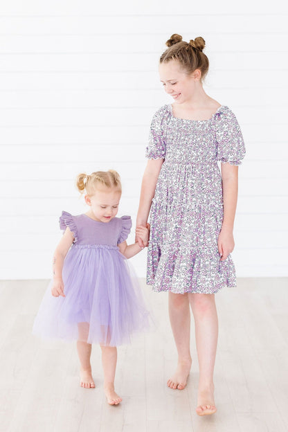 Lovely Lavender Smocked Ruffle Dress