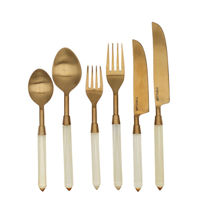 24pc Set Buttercream Yellow Cutlery - 6 Piece - Set of 4