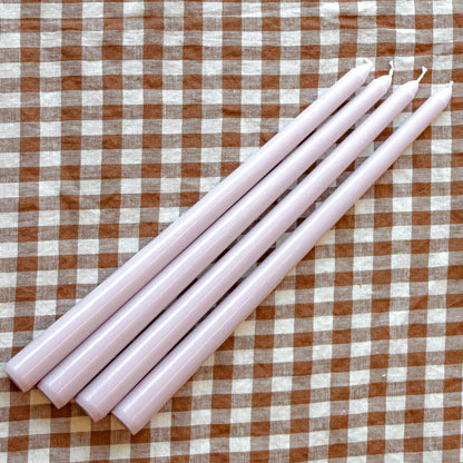 Extra Tall Lilac Hush Taper Candle,  1 Case of 24 Packs (4 Candles per Pack)