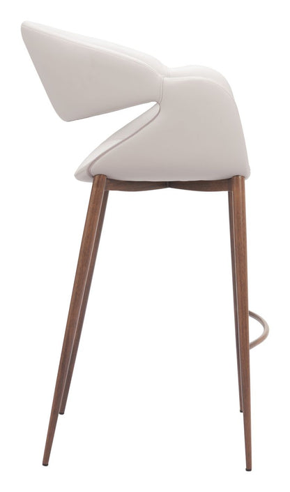 Limay Faux Leather Barstool Beige & Walnut