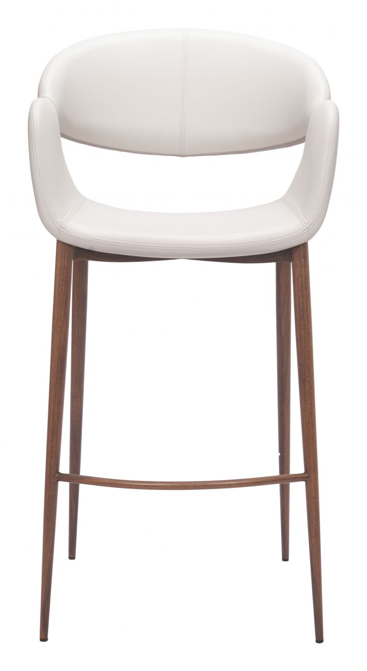 Limay Faux Leather Barstool Beige & Walnut