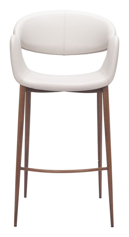 Limay Faux Leather Barstool Beige & Walnut