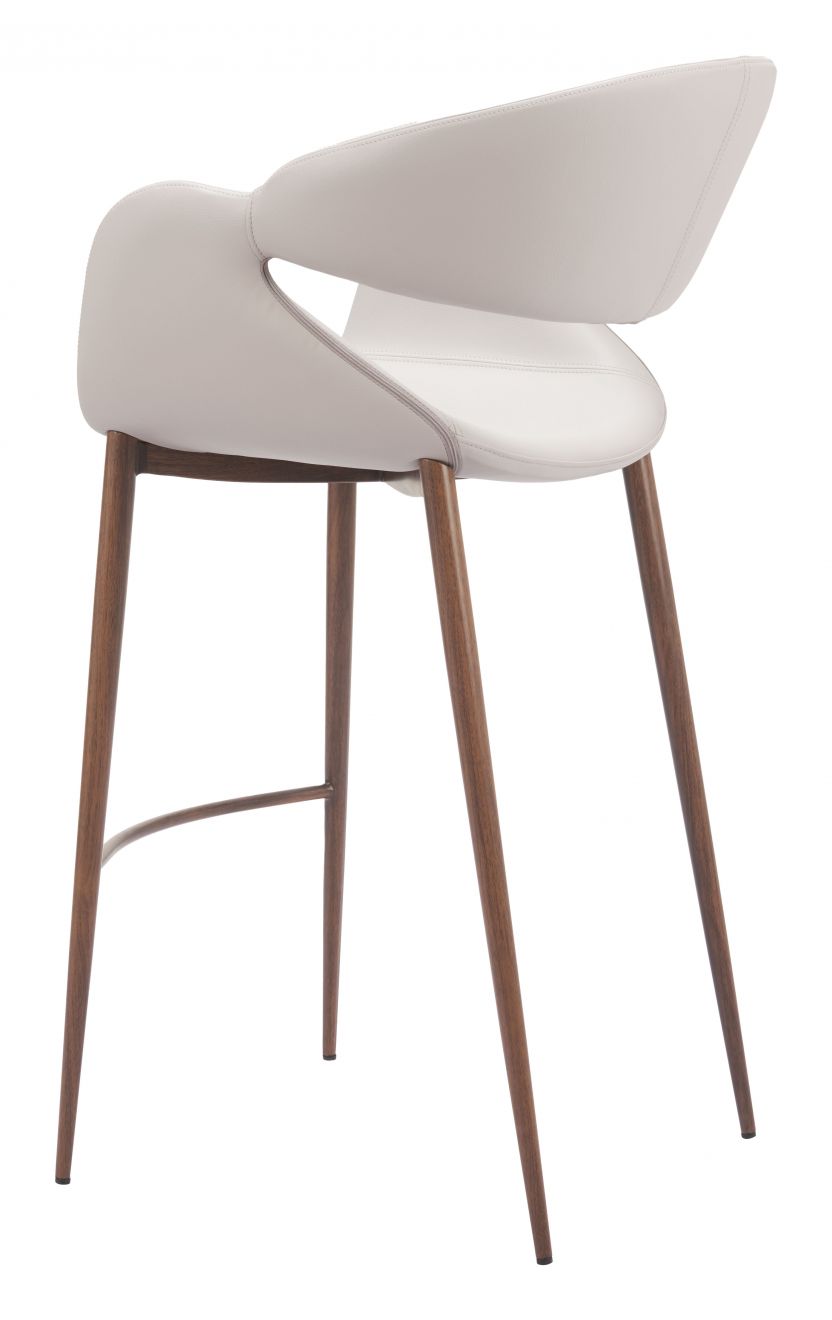 Limay Faux Leather Barstool Beige & Walnut