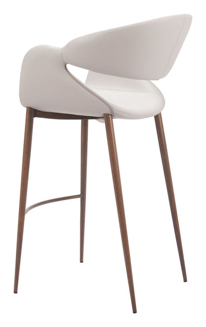 Limay Faux Leather Barstool Beige & Walnut