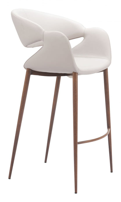 Limay Faux Leather Barstool Beige & Walnut