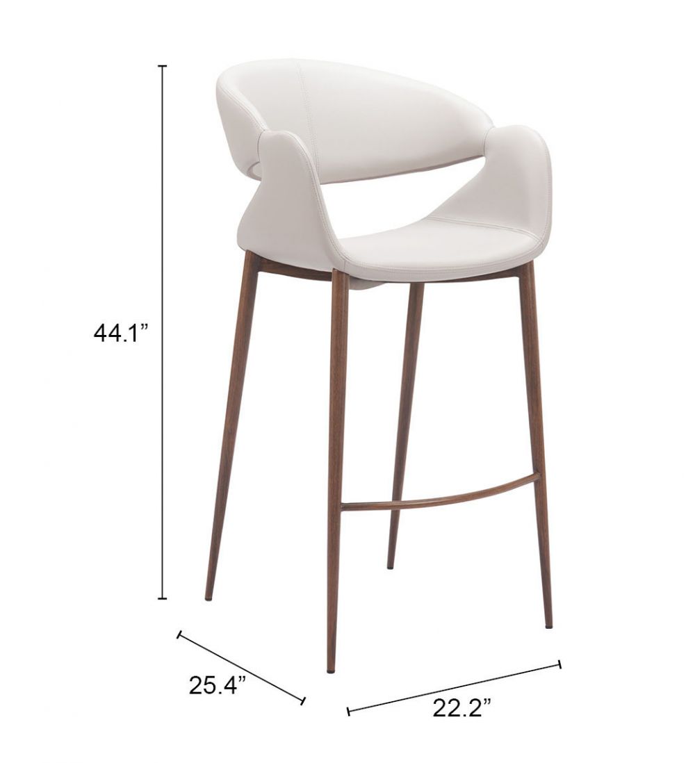 Limay Faux Leather Barstool Beige & Walnut