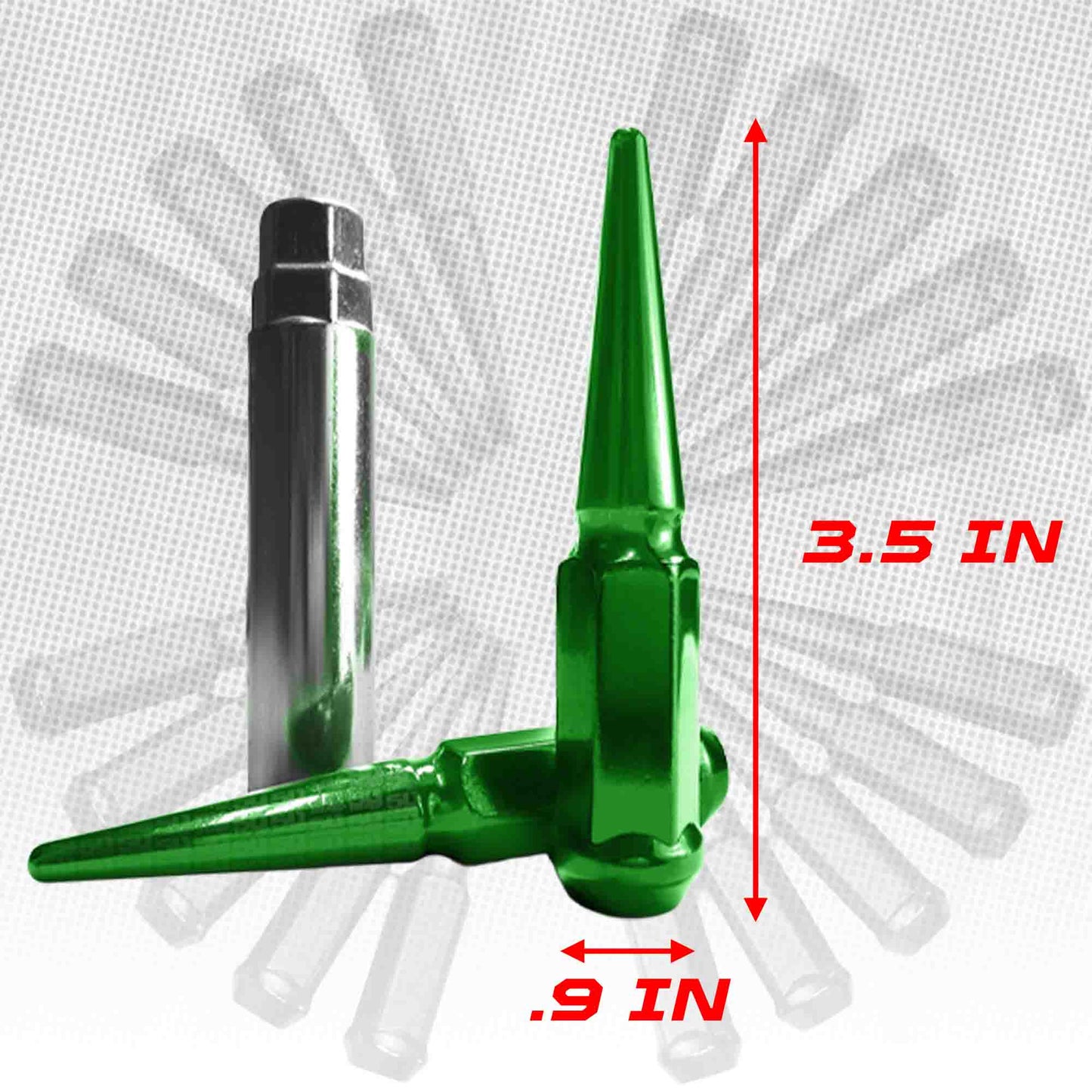 10x1.25mm Extended Spike Lug Nuts - 60 Degree Taper Seat
